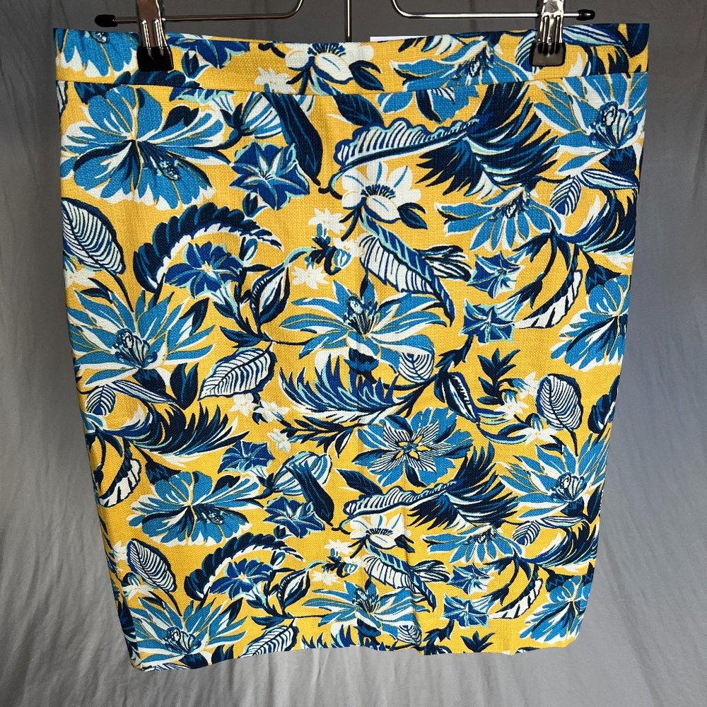 NWT — Vibrant floral basketweave pencil skirt, J Crew Factory, Size 8